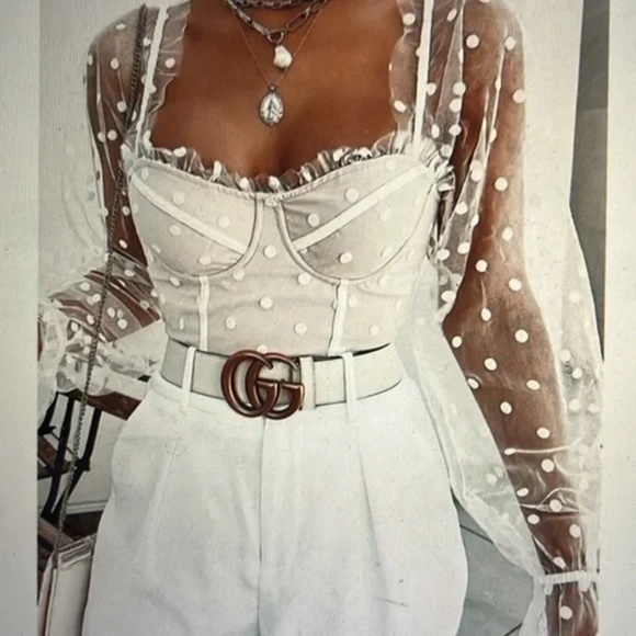 RUNAWAY THE LABEL Mesh Bustier Swiss Dot Corset Top - Size Medium - Picture 5 of 6